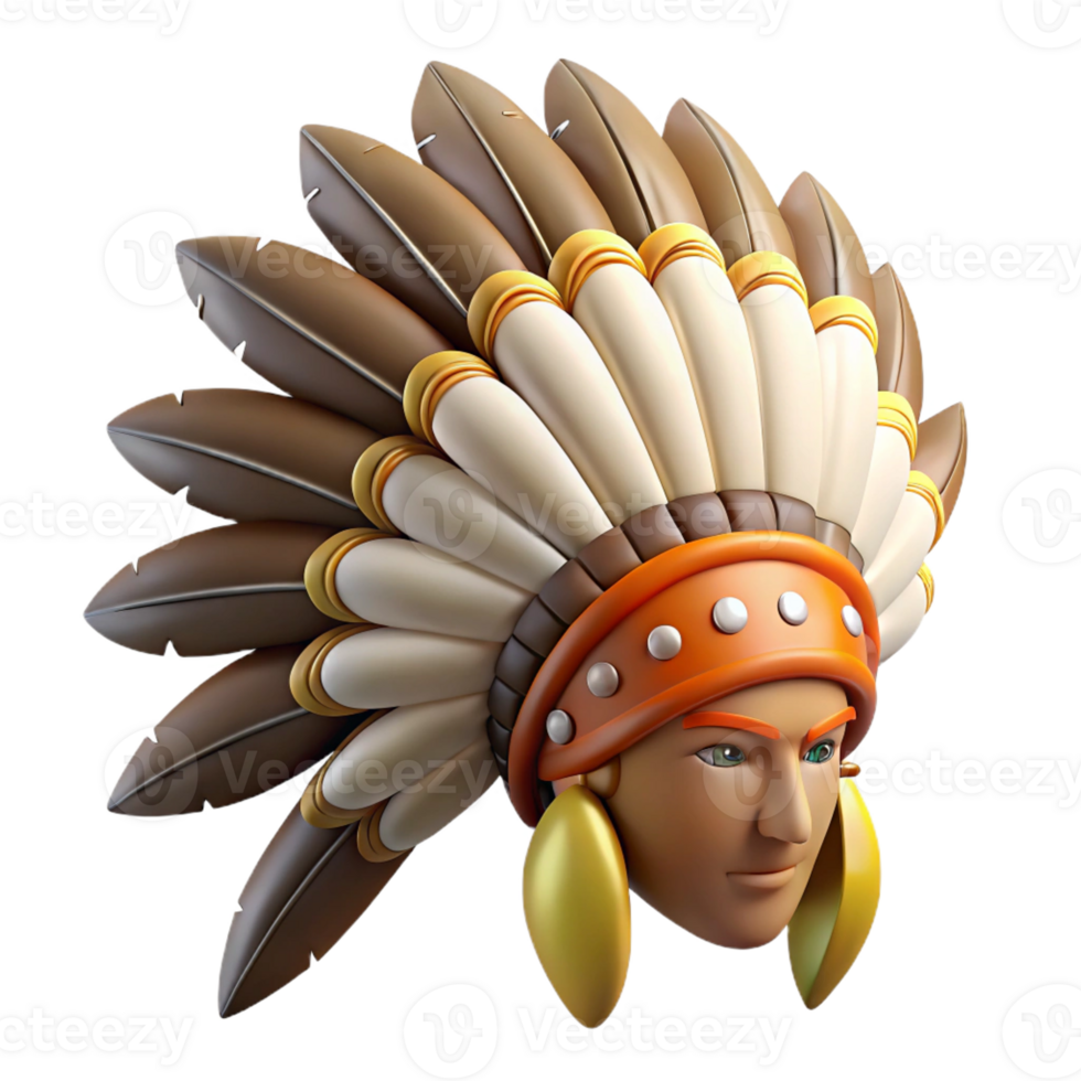 enchanting quintessential Photorealistic ultra-detailed isolated cutout of a tribal warrior's feathered headdress, hyper-specific, professional render with Transparent Background png
