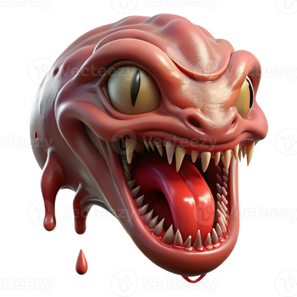 gorgeous gothic Photorealistic, hyper-specific professional render of an isolated Hydra head, severed neck dripping venom with Transparent Background precision png