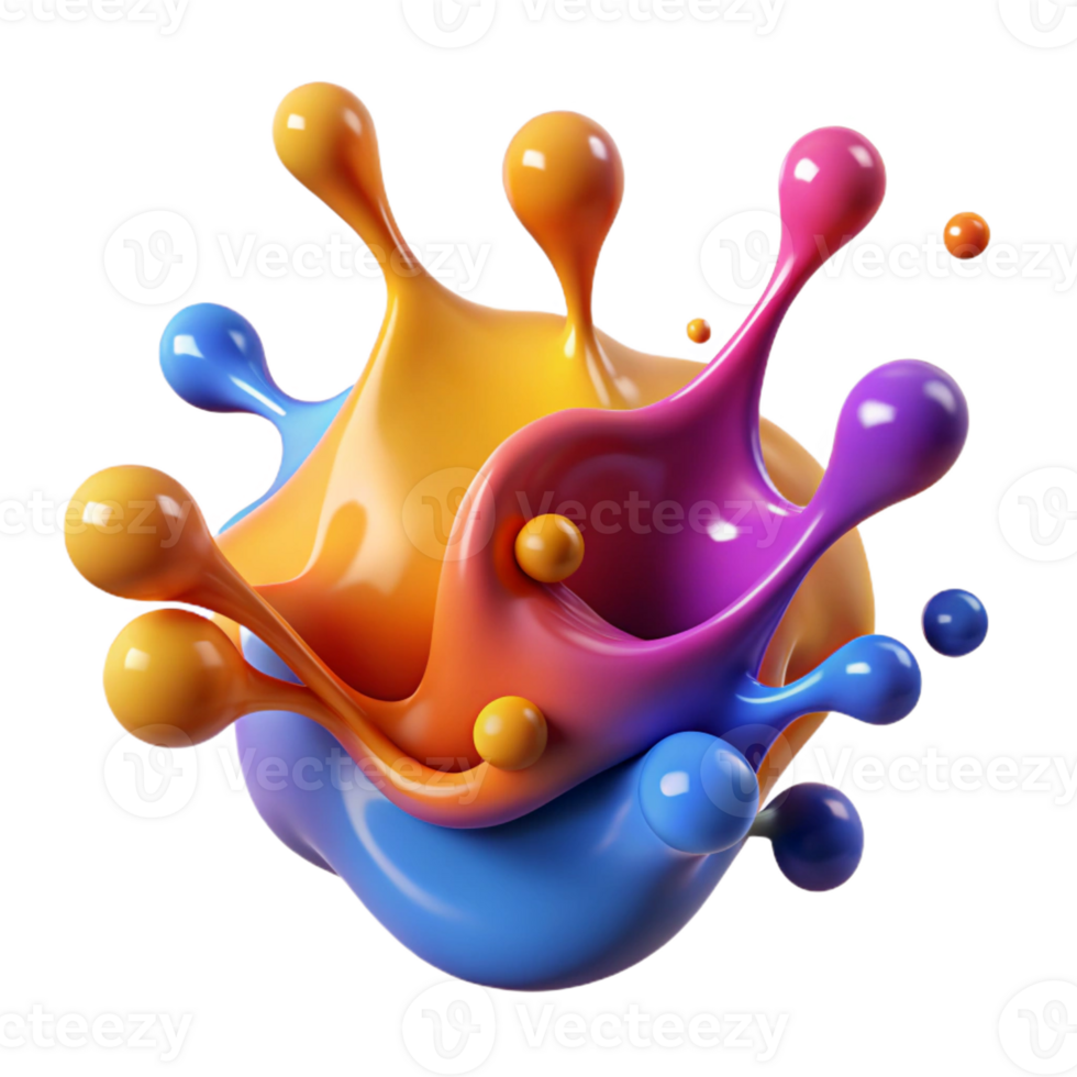 calm stunning A splash of vibrant paint droplets in mid-air with Transparent Background premium png