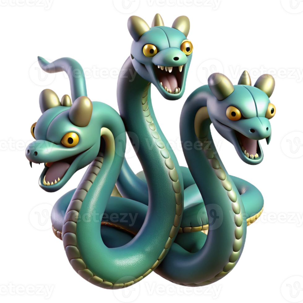 exquisite unparalleled Hydra, multi-headed serpent with Transparent Background png