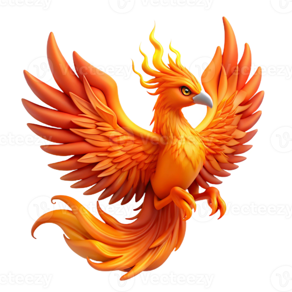 fascinating victorian Phoenix, fiery bird, reborn from ashes with Transparent Background sharp png