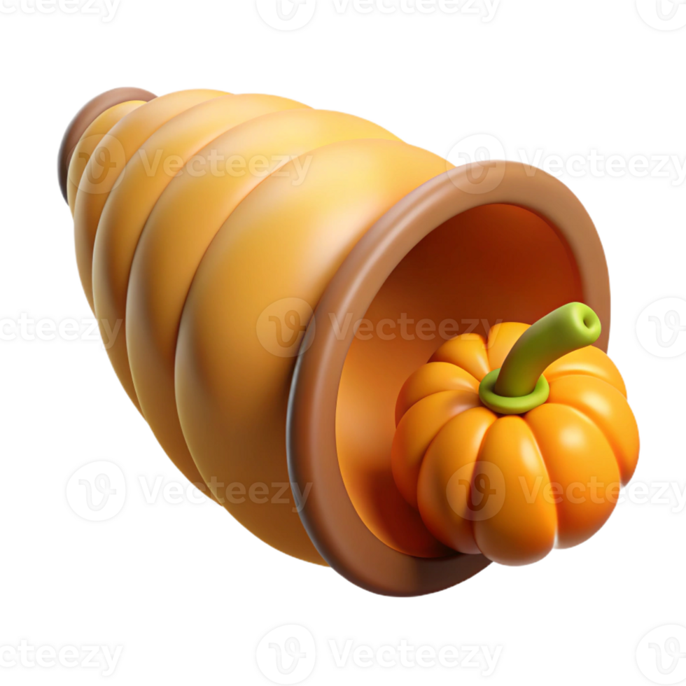 fascinating mid-century Cornucopia, horn of plenty with Transparent Background detailed png