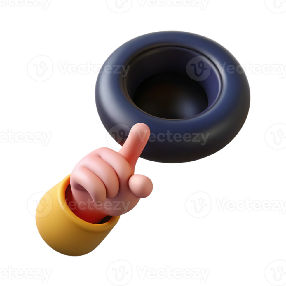 gorgeous avant-garde Concept art style, isolated cutout of a single human finger pointing at a miniature black hole with Transparent Background authentic png