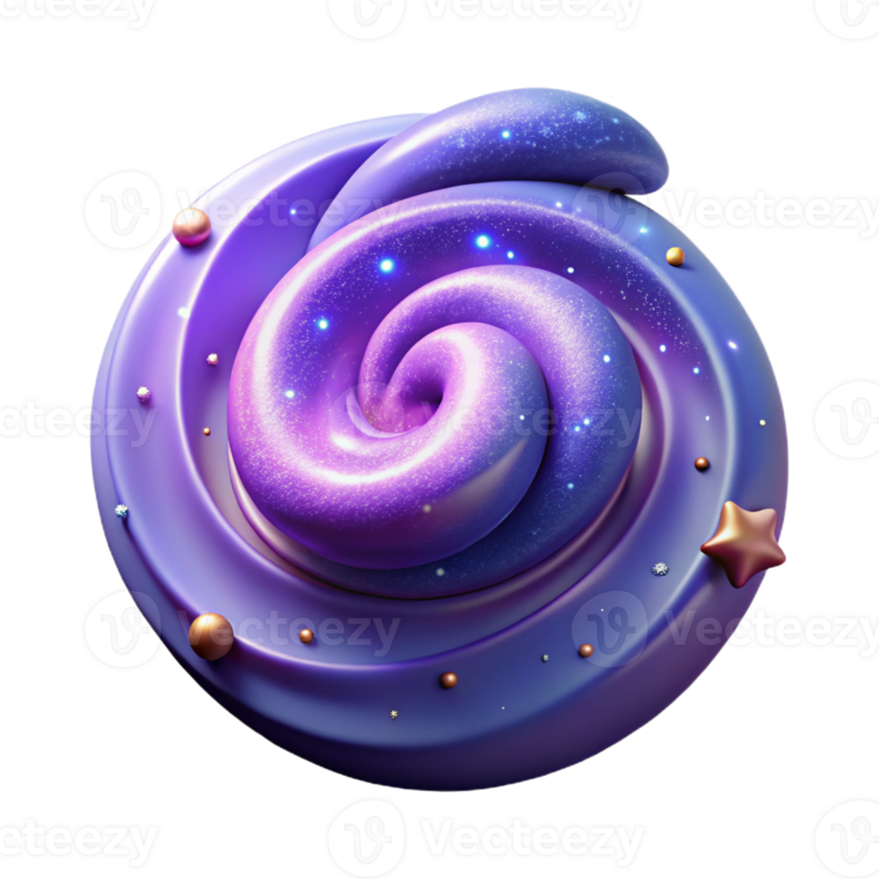 dazzling reflective geometric A stylized galaxy with swirling stars and nebulae with Transparent Background 8K png