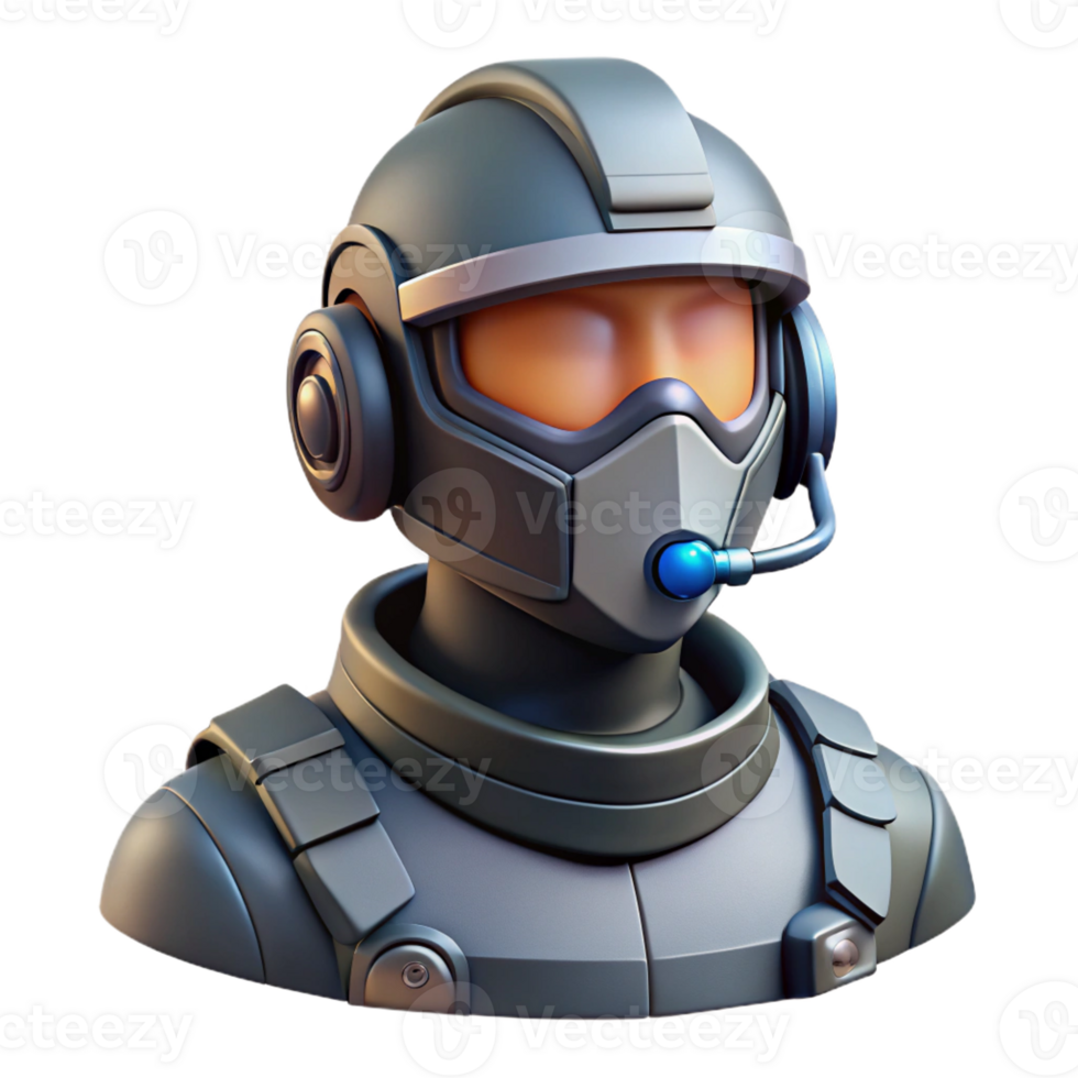 glorious energetic tropical Futuristic soldier helmet with visor and integrated communication system with Transparent Background exclusive png