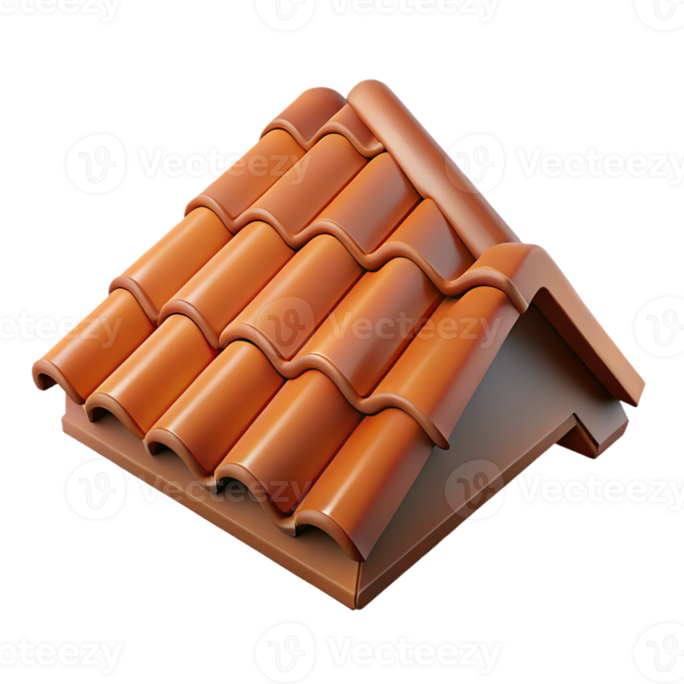 glorious unforgettable Hyper-specific professional render of a single, weathered, terracotta roof tile Isolated cutout with Transparent Background png