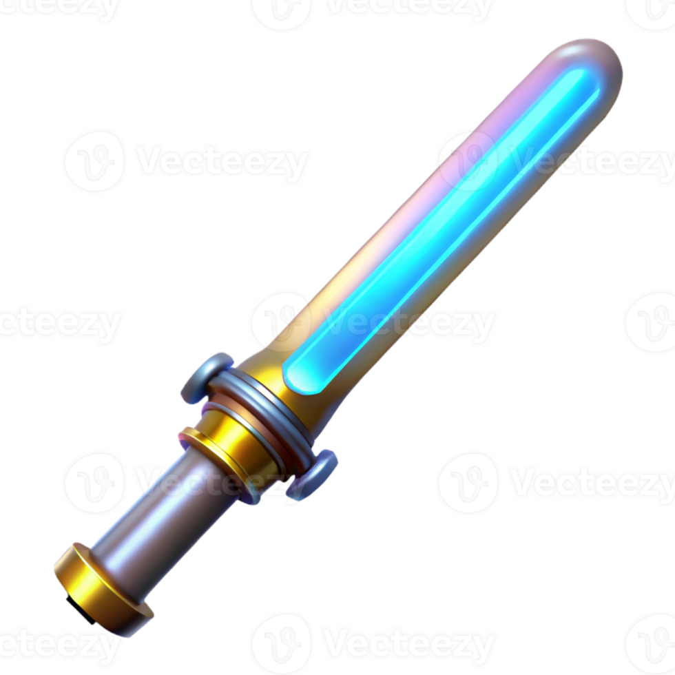 beautiful ethereal classic Laser sword with glowing blade and ornate hilt with Transparent Background 4K png
