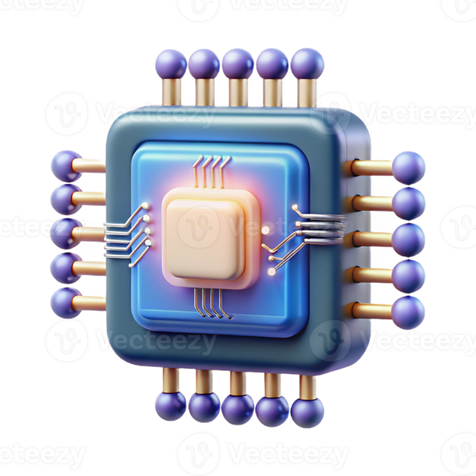 exquisite victorian Artificial intelligence chip, glowing circuitry, complex algorithms with Transparent Background authentic png