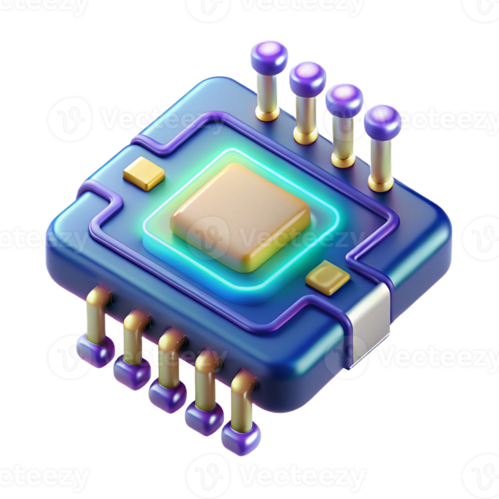 dreamy gorgeous Cyberpunk data chip, glowing circuits, encrypted information with Transparent Background impeccable png