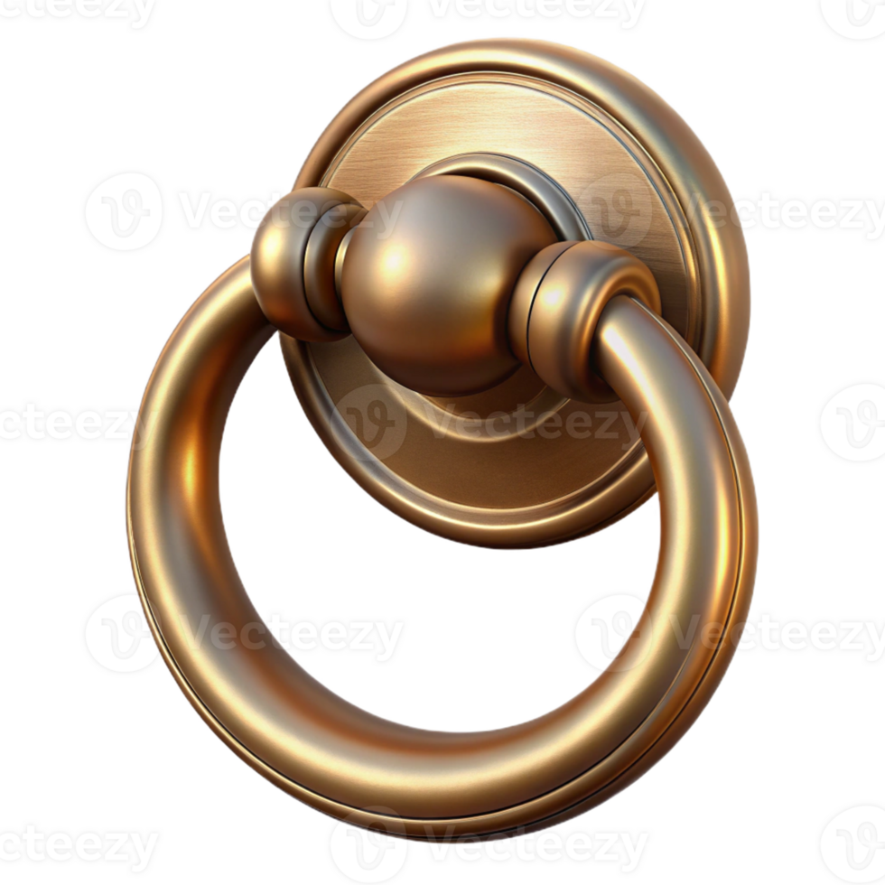 captivating tropical Photorealistic, ultra-detailed, isolated cutout of a single, antique, brass door knocker with Transparent Background handcrafted png