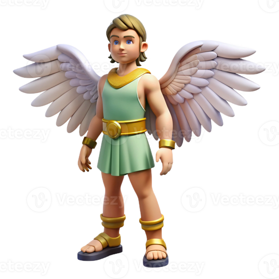 elegant whimsical victorian Hermes, Messenger of the Gods, wearing winged sandals, with Transparent Background impeccable png