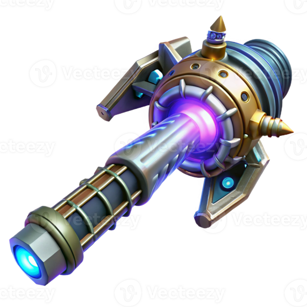fascinating surreal Alien weapon with glowing energy source and intricate design with Transparent Background luxury png