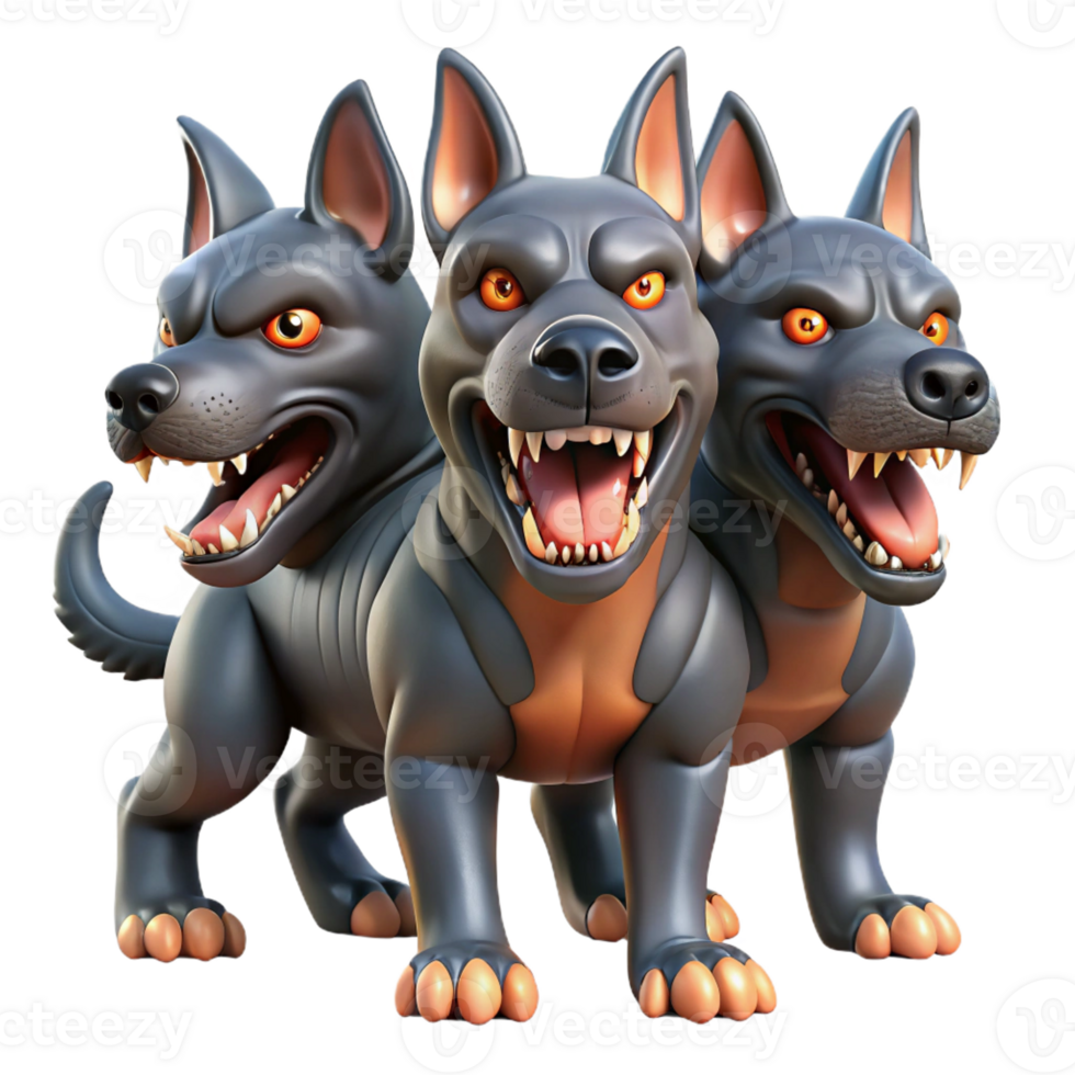 dazzling notable Cerberus, three-headed dog, guarding the underworld, with Transparent Background png