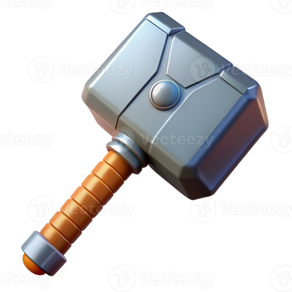 extraordinary minimalist Mjolnir, Thor's hammer, with Transparent Background high quality png