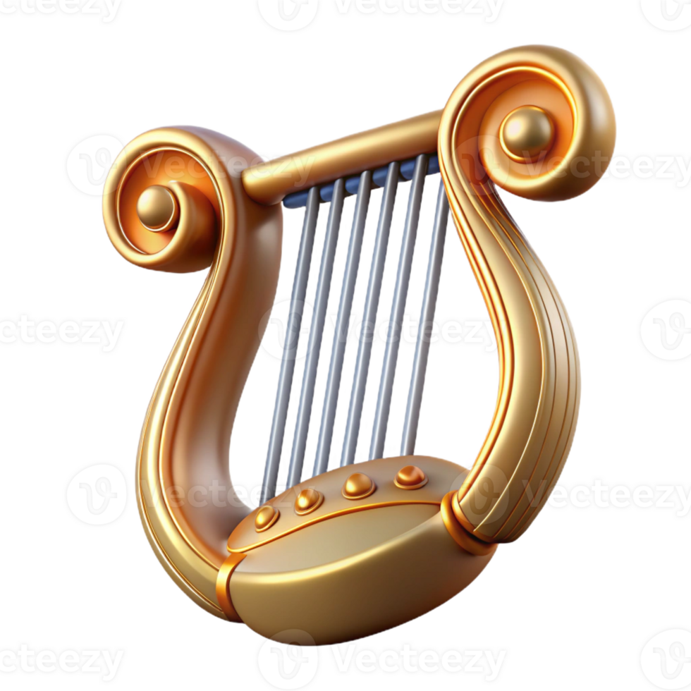dreamy enchanting Lyre of Apollo, God of Music, with Transparent Background artisan png