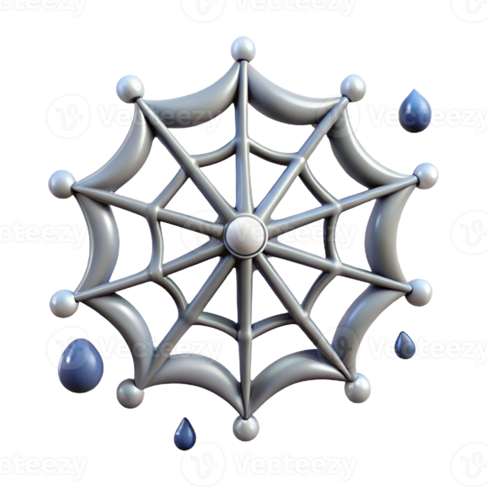 captivating mid-century Isolated cutout, concept art style, hyper-specific rendering of a single, delicate spider web with visible dew drops with Transparent Background exclusive png