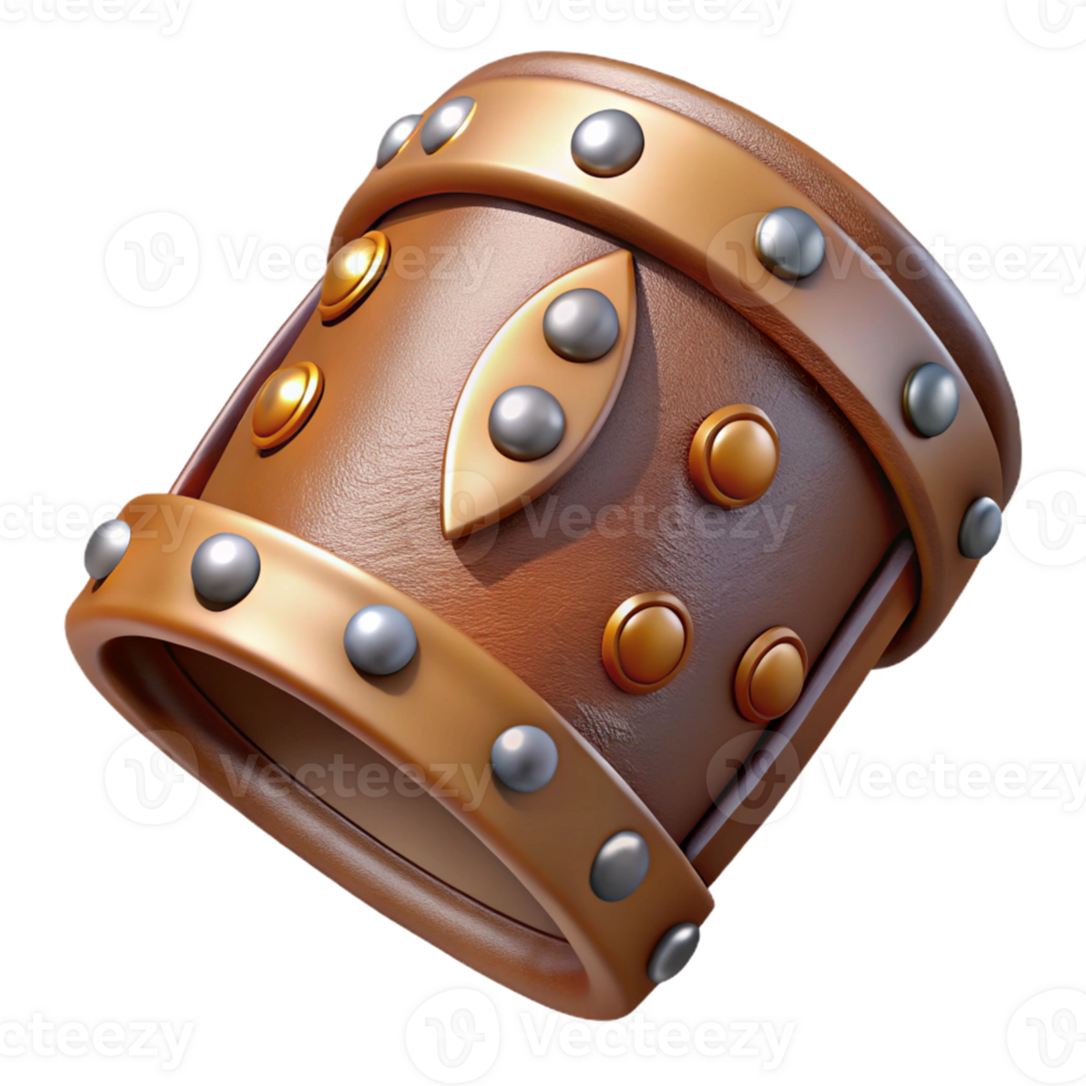 calm wonderful Photorealistic, ultra-detailed isolated cutout of a tribal warrior's leather armband with metal studs with Transparent Background refined png