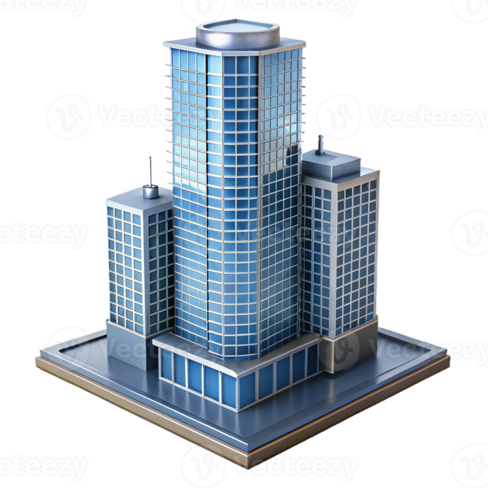 standout retro Modern skyscraper architectural model with Transparent Background 8K png