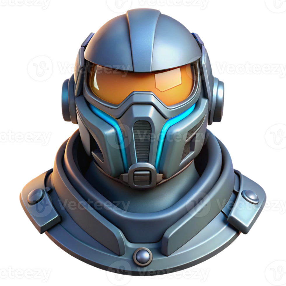 dazzling mysterious rustic Concept art style, isolated cutout of a futuristic, heavy-duty power armor helmet with integrated HUD with Transparent Background gallery standard png