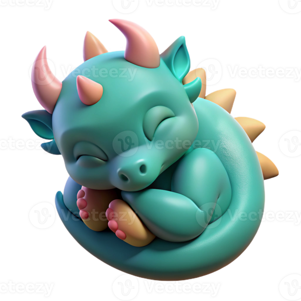 elegant bold modern A cute baby dragon, curled up, sleeping with Transparent Background 8K png
