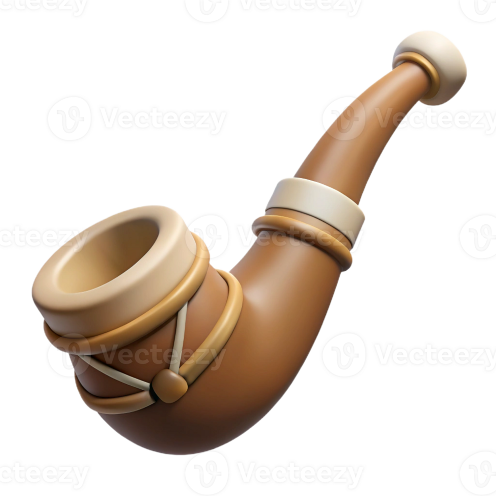 remarkable renaissance Hyper-specific, professional render of a tribal elder's carved wooden pipe with a bone stem with Transparent Background top-tier png