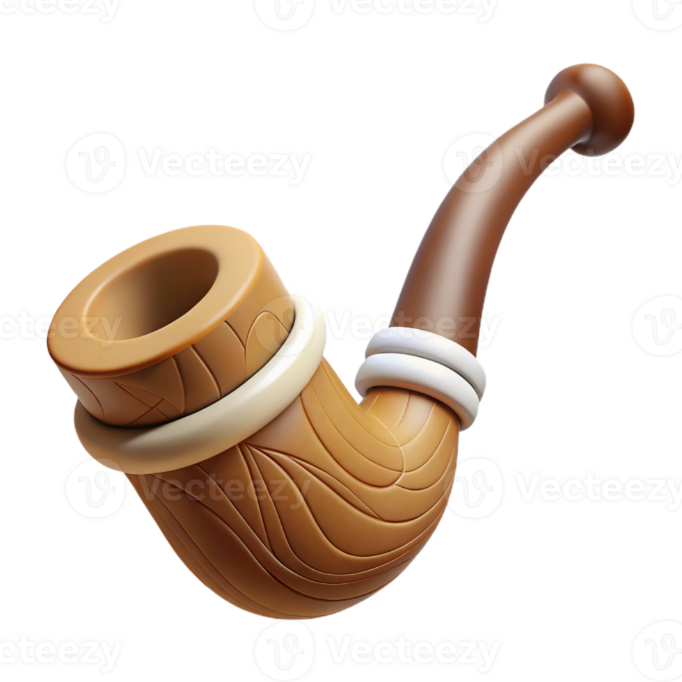 immaculate remarkable Hyper-specific, professional render of a tribal elder's carved wooden pipe with a bone stem with Transparent Background png