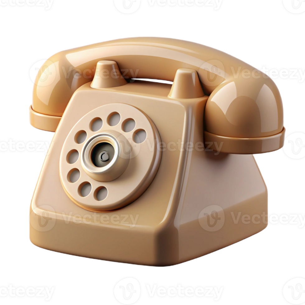 fascinating unparalleled Photorealistic, ultra-detailed, isolated cutout of a single, retro, beige rotary telephone, front view with Transparent Background png
