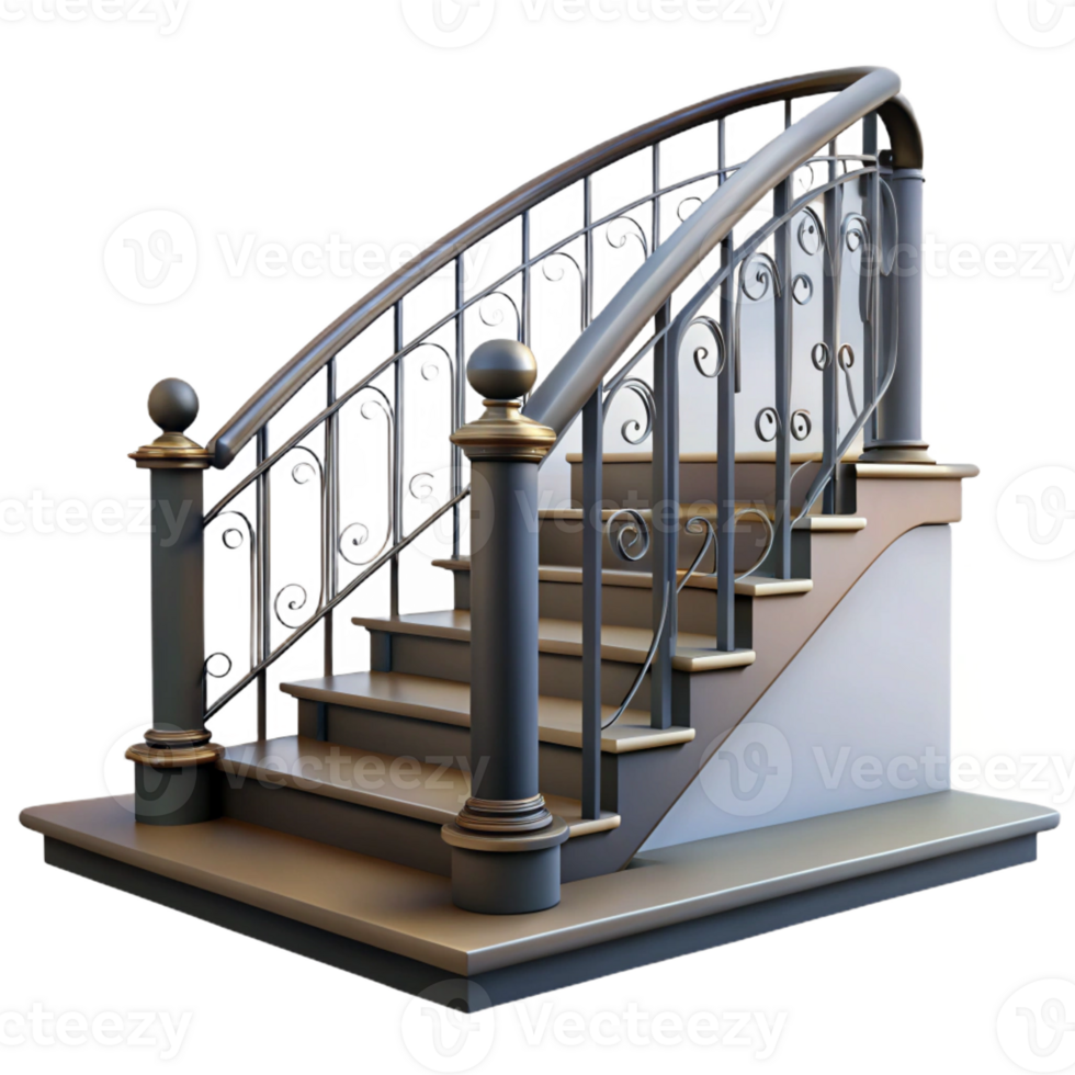 enchanting harmonious surreal Staircase railing wrought iron with Transparent Background authentic png