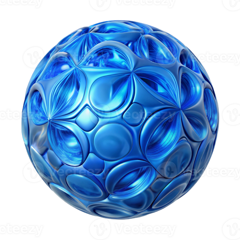 intense picturesque A single, translucent blue glass orb with intricate fractal patterns inside with Transparent Background fine detail png