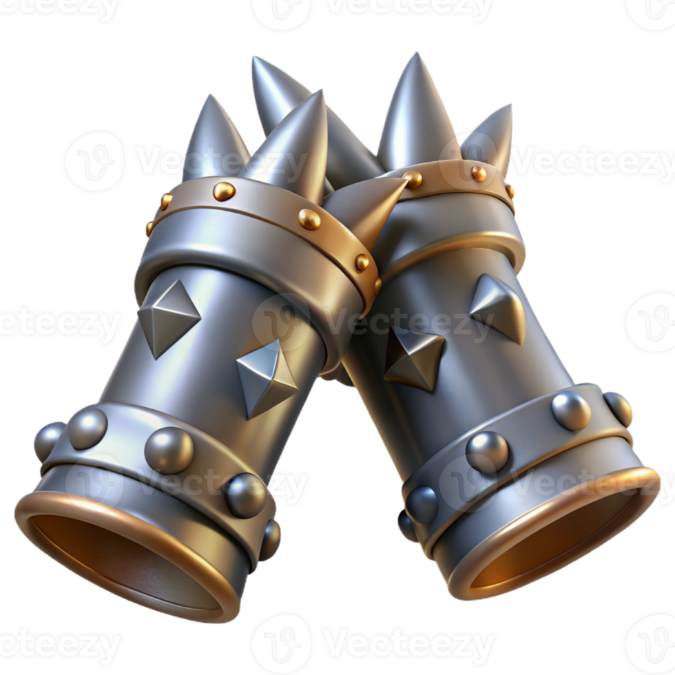 vibrant distinctive A pair of gauntlets, steel, adorned with spikes with Transparent Background png