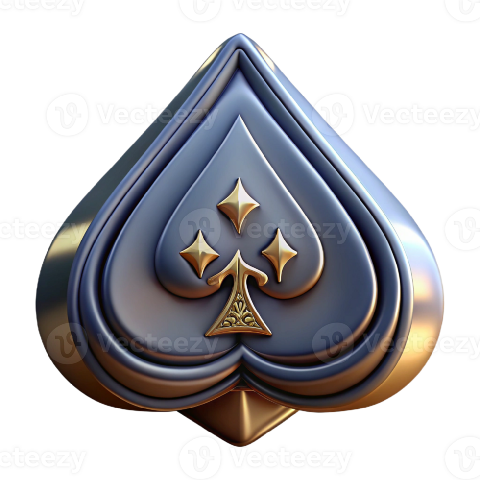 iconic abstract Concept art style rendering of a single, stylized playing card, Ace of Spades, intricate design with Transparent Background crisp png
