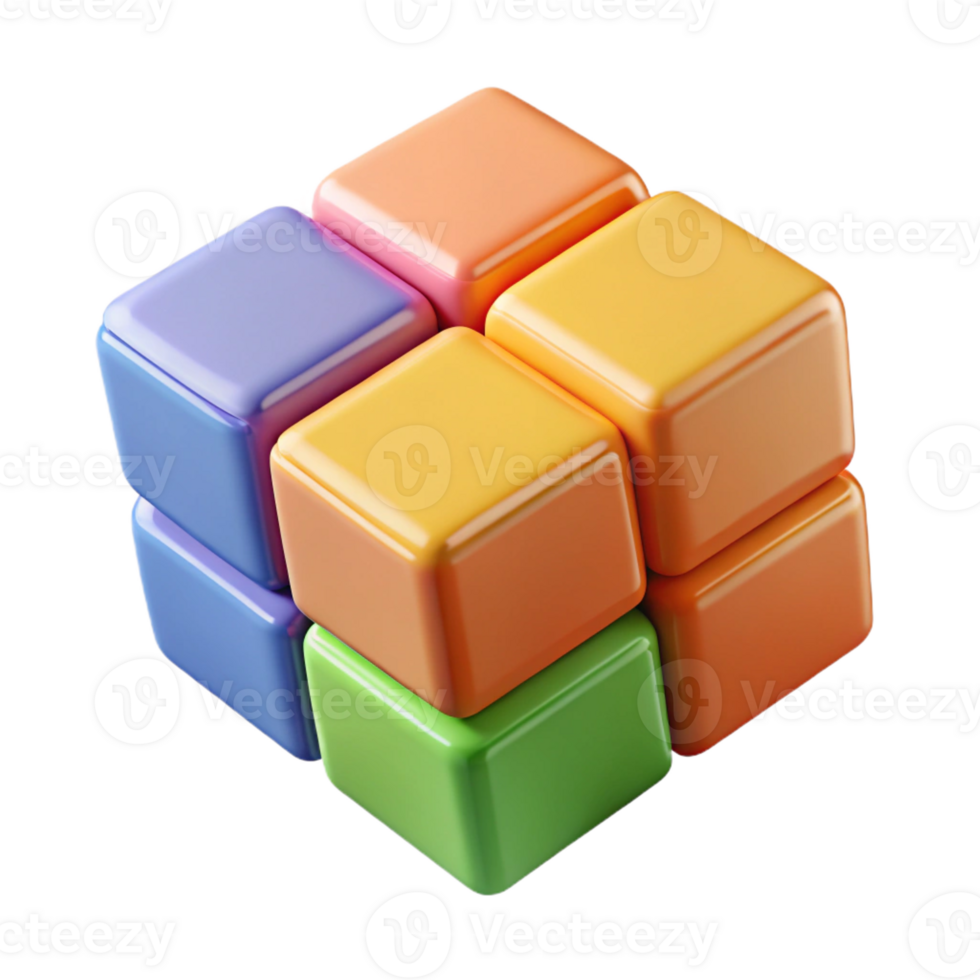 wonderful sought-after A rotating Rubik's cube mid-solve with vibrant, glossy colors with Transparent Background png
