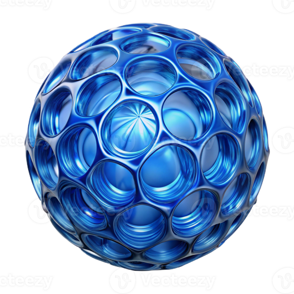 elegant artistic A single, translucent blue glass orb with intricate fractal patterns inside with Transparent Background masterfully captured png