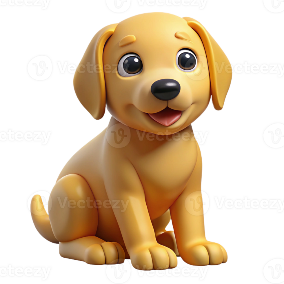 enchanting retro A playful golden retriever puppy, sitting, tilting head with Transparent Background detailed png