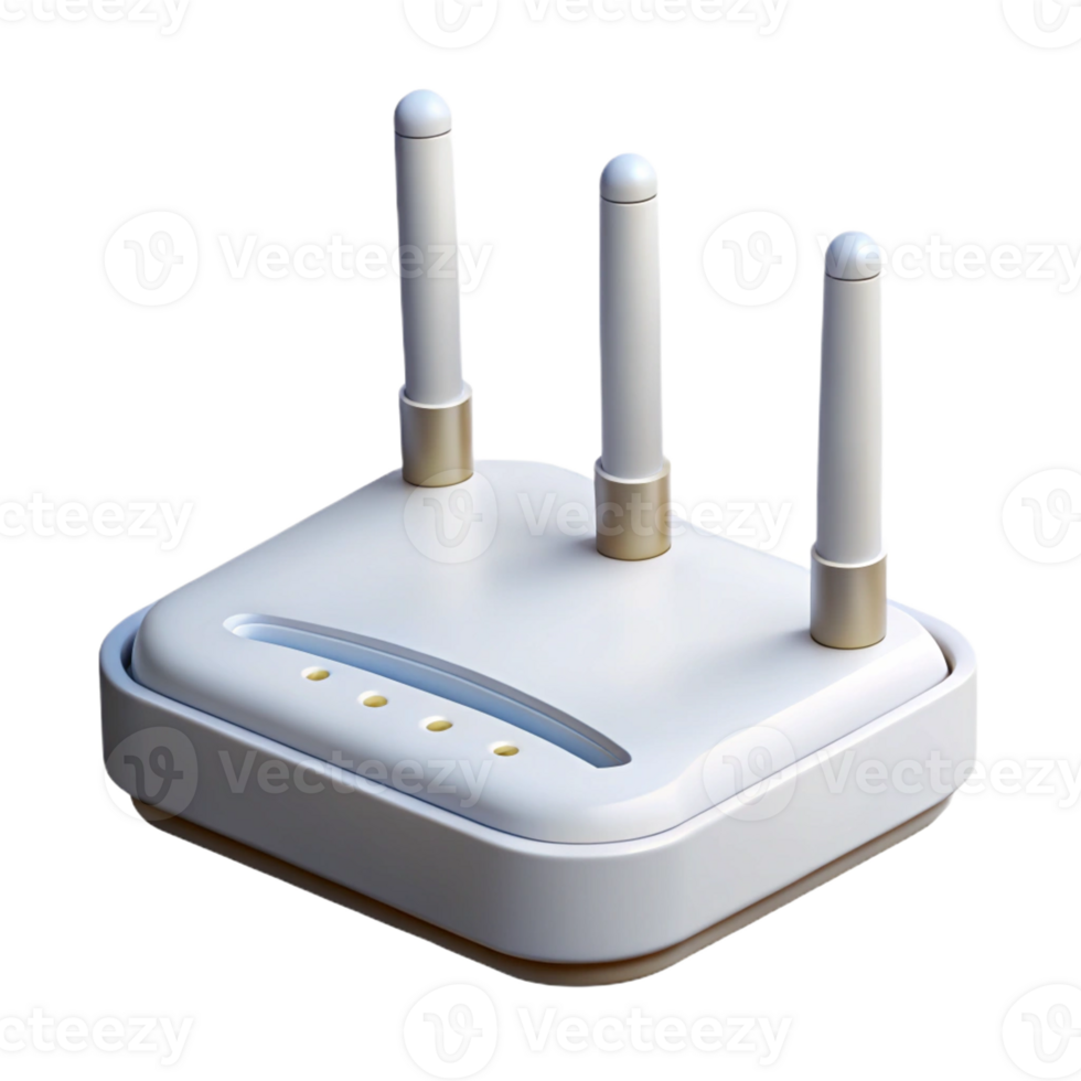 glorious victorian Hyper-specific, professional render of a modern, white wireless router with multiple antennas with Transparent Background artisan png