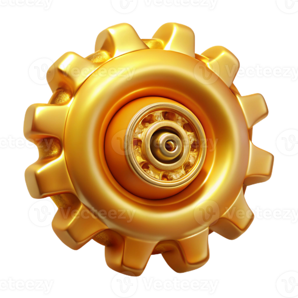 memorable impressionist A golden spiral shell made of interconnected gears and cogs with Transparent Background artisan png