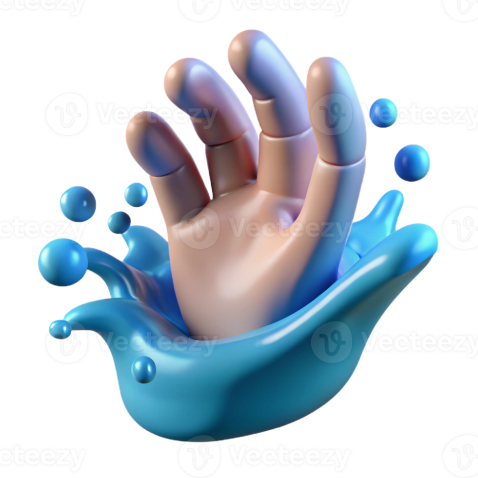 wonderful unforgettable A stylized human hand reaching out, made of flowing water with Transparent Background png