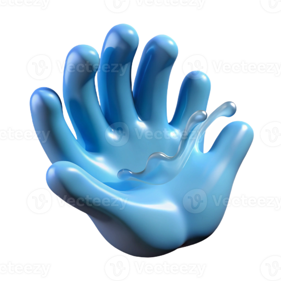 hypnotic standout A stylized human hand reaching out, made of flowing water with Transparent Background png