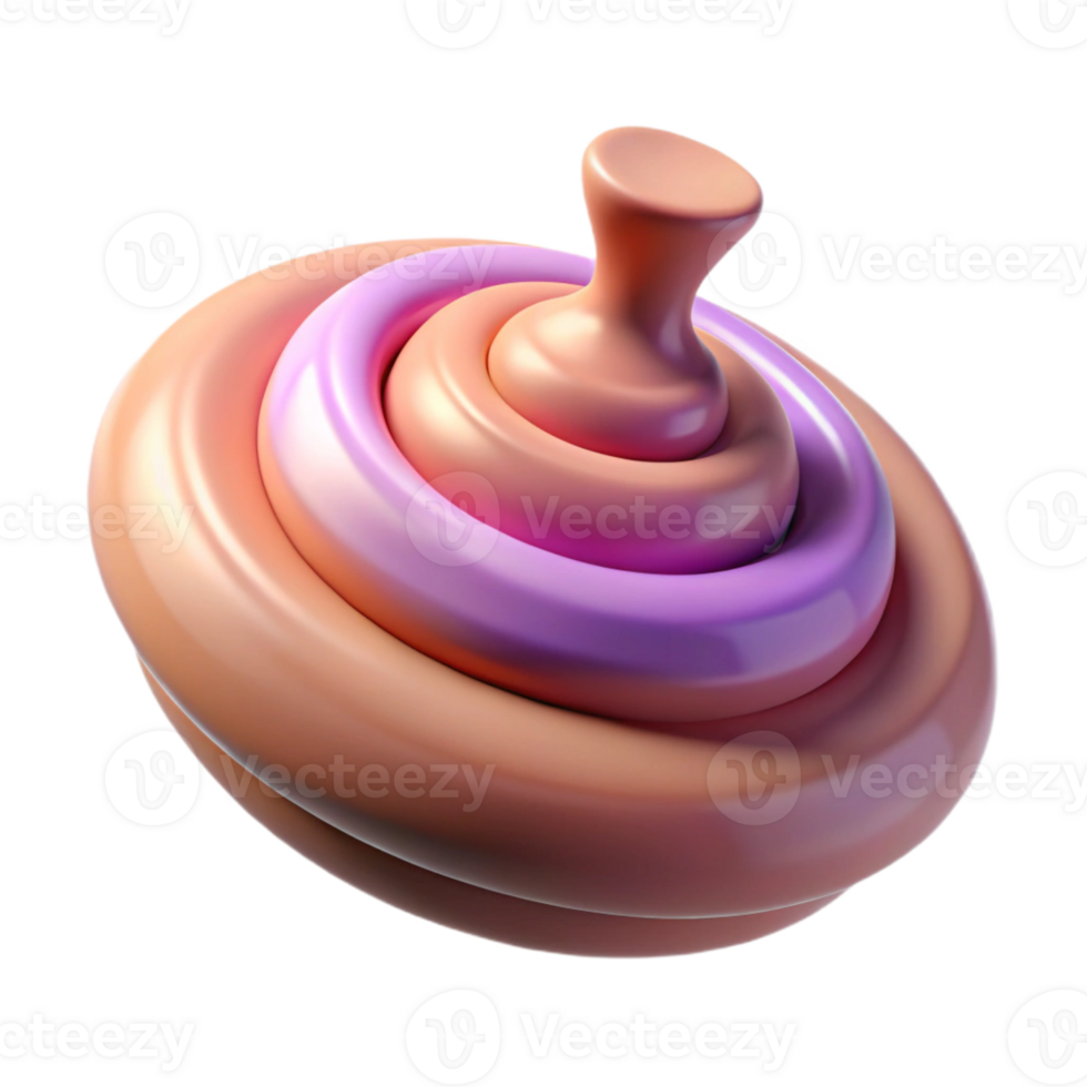 immaculate iconic A single, spinning top with a mesmerizing spiral pattern with Transparent Background png