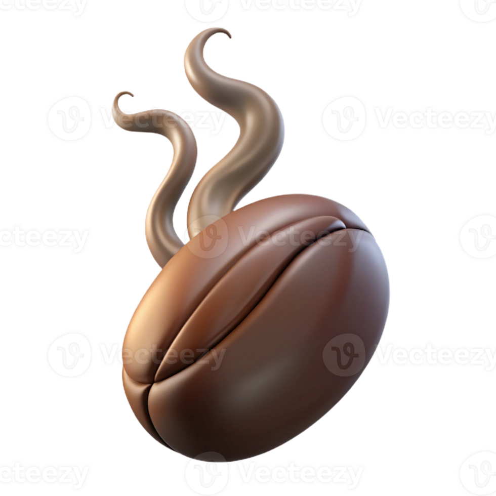 quintessential tropical A single, floating coffee bean with swirling steam tendrils with Transparent Background high quality png