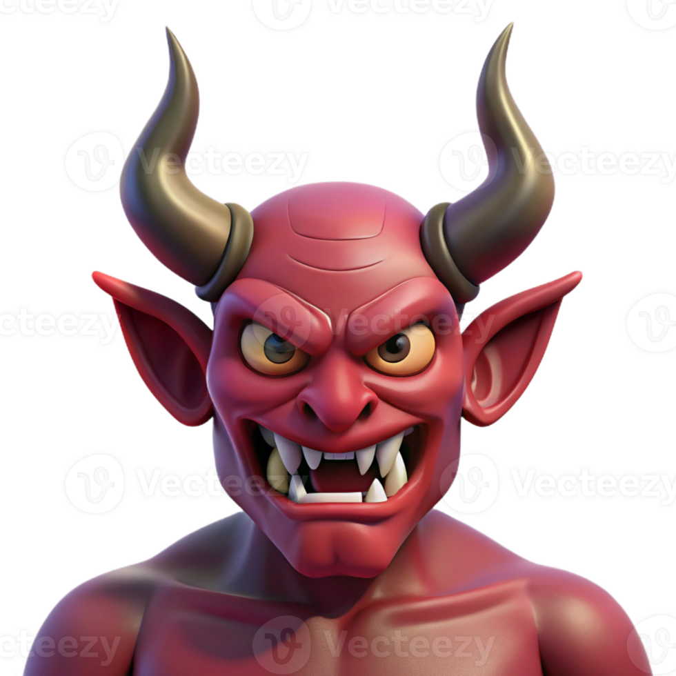 extraordinary harmonious art deco A horned demon, menacing expression, sharp claws with Transparent Background premium png