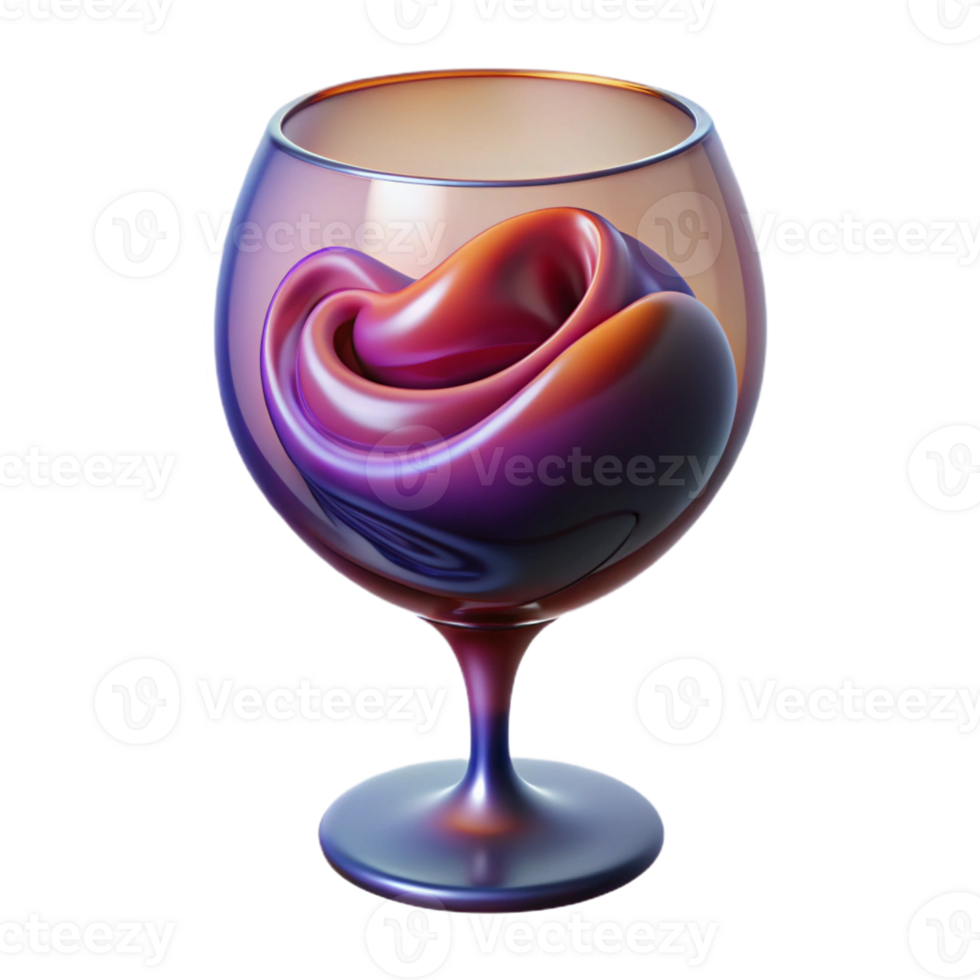 timeless bohemian A stylized wine glass filled with swirling, abstract liquid with Transparent Background refined png