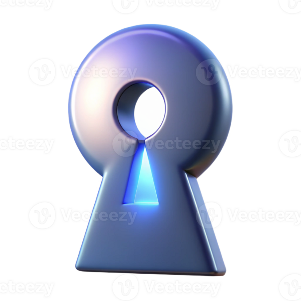 stunning organic A single, floating keyhole with light shining through it with Transparent Background crisp png