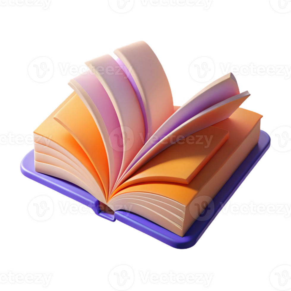 fascinating modern An open book, pages turning, dynamic abstract with Transparent Background expertly shot png