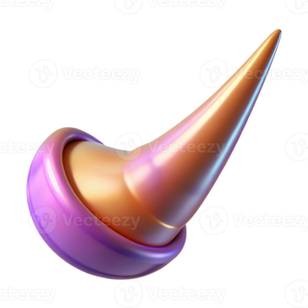 exquisite unparalleled Hyper-specific, professional render of a single, polished, curved unicorn horn with Transparent Background png