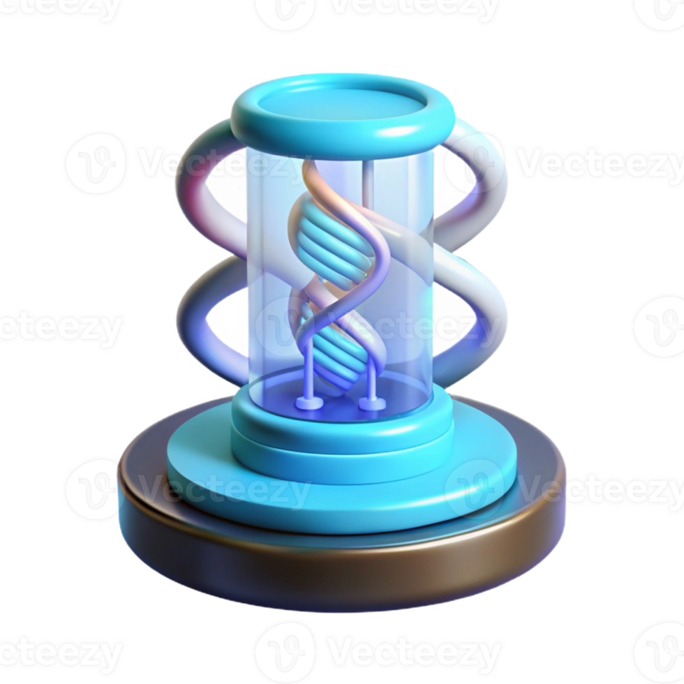 wonderful harmonious gothic Isolated cutout, concept art style, of a futuristic holographic display projecting a DNA double helix with Transparent Background gallery standard png
