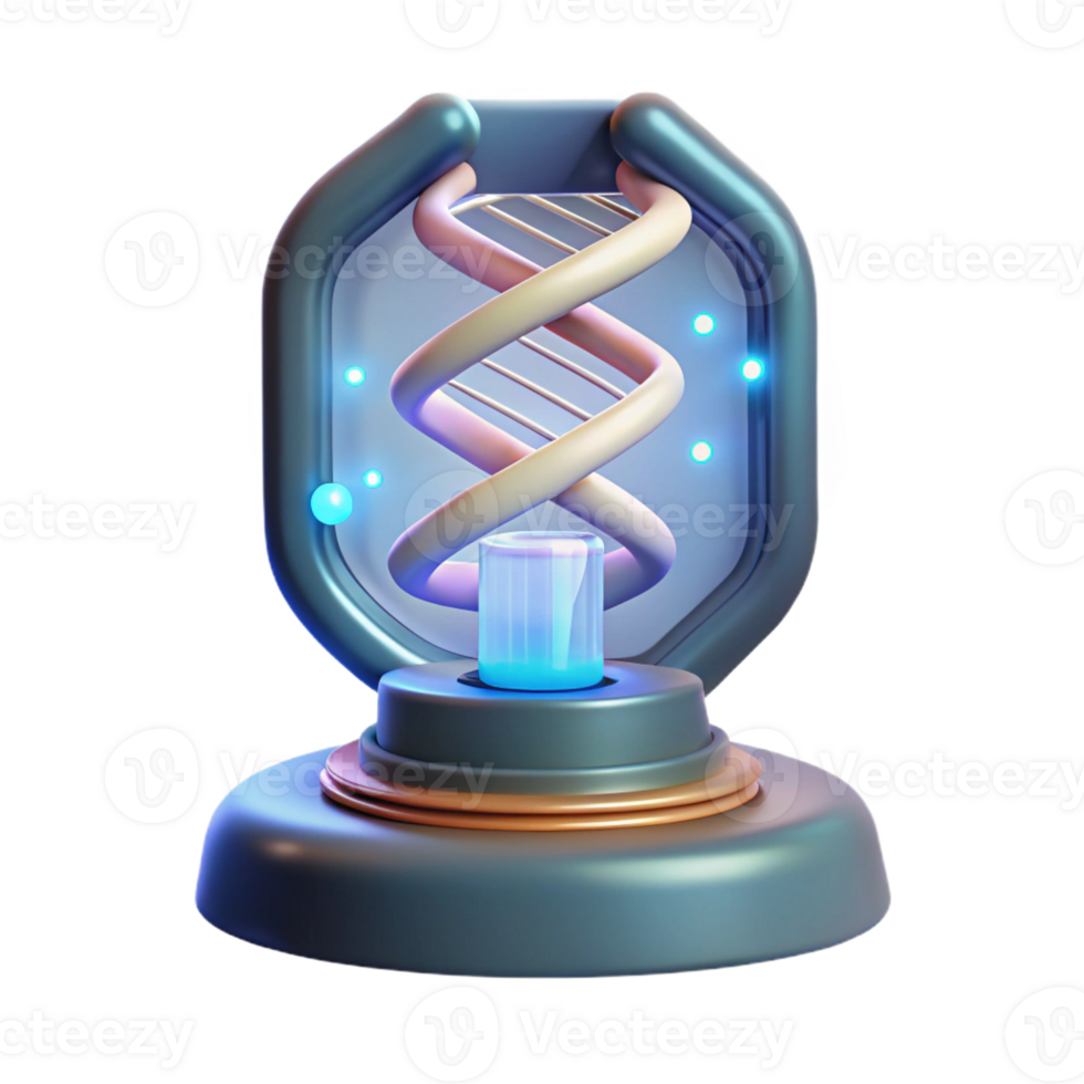 sumptuous timeless Isolated cutout, concept art style, of a futuristic holographic display projecting a DNA double helix with Transparent Background png