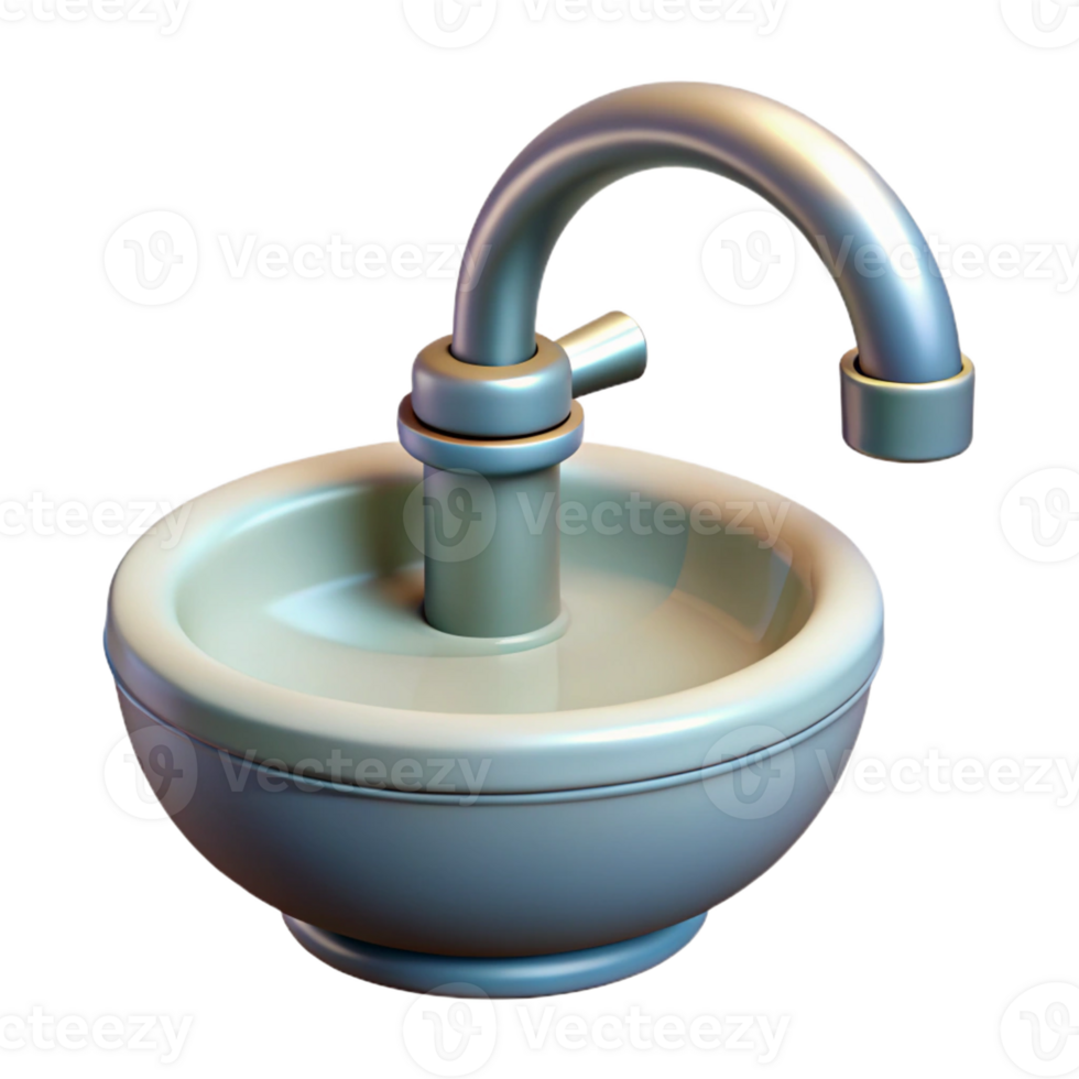 beautiful quintessential Ultra-detailed professional render of a single, porcelain sink faucet with Transparent Background png