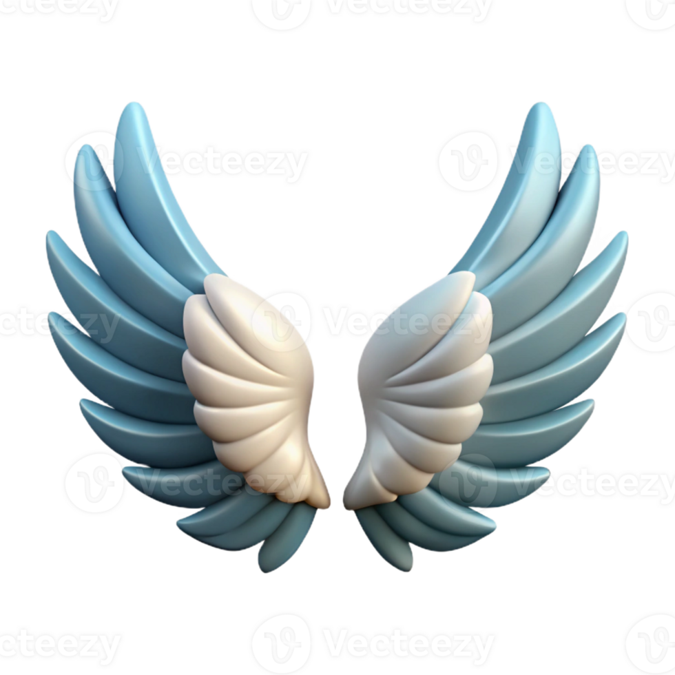 dreamy glorious Concept art style, isolated cutout of a pair of stylized, feathered angel wings with Transparent Background authentic png
