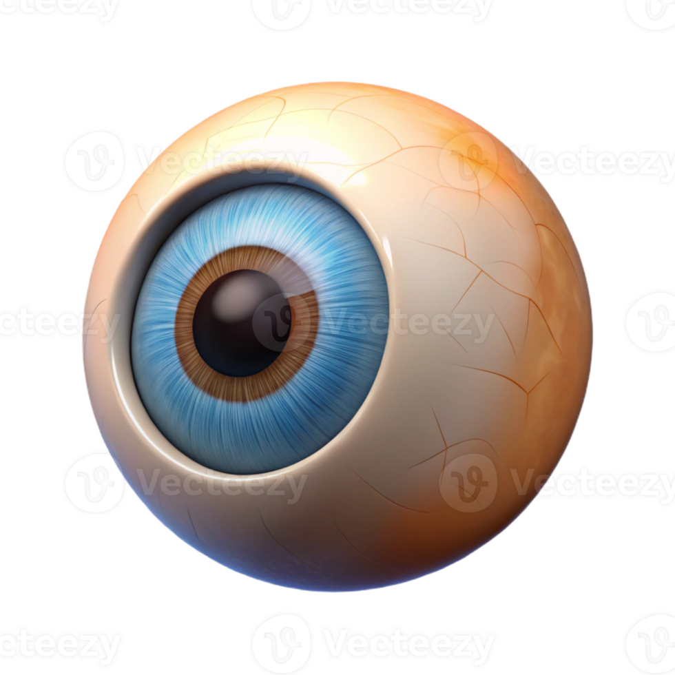 fascinating impressionist Ultra-detailed, hyper-specific render of a single, human eye, iris color hazel, isolated cutout with Transparent Background top-tier png